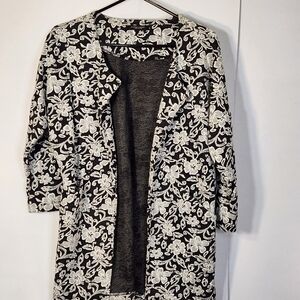 Floral Black and White Women's Jacket